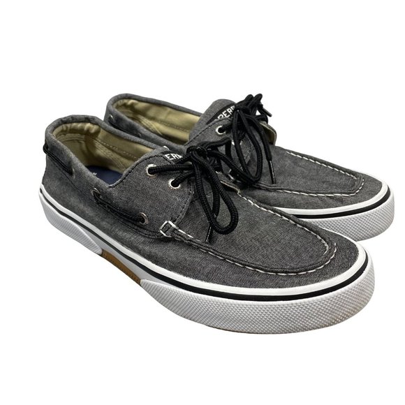 Sperry Other - Sperry Top Sider Boat Shoes Sneakers STS13143 Canvas Gray Black Mens 9.5
